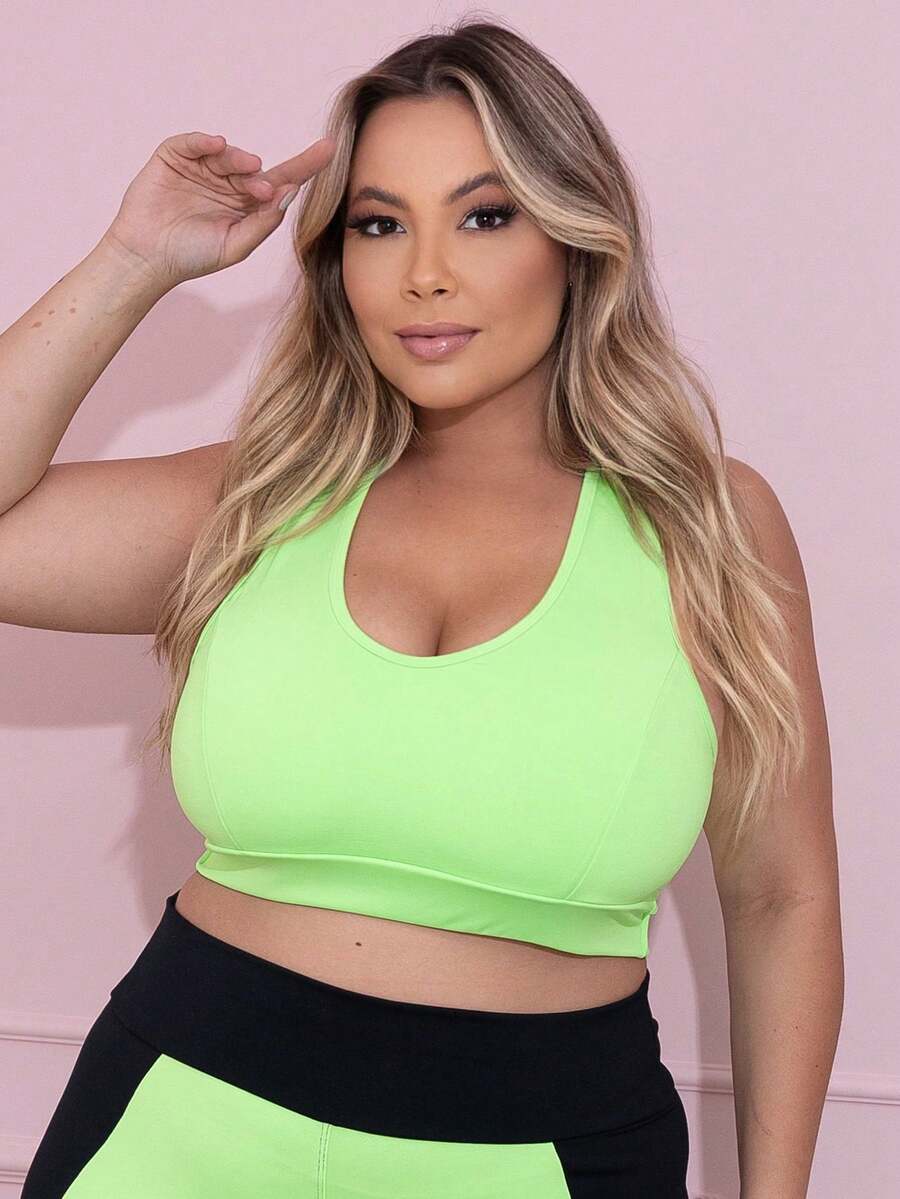Plus Size Sports Bras - Màu xanh chanh - Xem 1