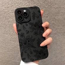 Handyhülle - Geeignet für Handyhüllen mit schwarzen Blumenmustern für iPhone 17pro Max/17pro/17/11/12/13/14/15/15Pro/15PluS/15Pro Max/16/16Pro/16PluS/16Pro Max - Schwarz - Übersicht 5