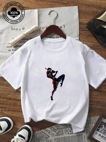 Women's Muay Thai Graphic Print Short Sleeve T-Shirt Casual Crew Neck Cotton Tee With Fighting Art Boxing Spirit Letter Print Streetwear Summer Top - White - View 6