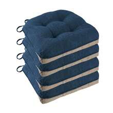Non Slip Chair Cushions For Dining Chairs Set Of 4 Kitchen Chair Cushions 18"X18"X3" Turfted Chair Pads Comfortable And Soft Seat Cushion With TiesAqua Blue - Navy - View 7