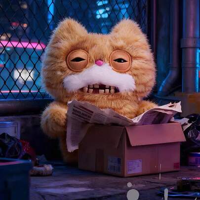 Spin Master Alley Cats-serien, 9-tums plyschleksak, roligt, fult monstergosedjur med människoliknande tänder, 6 att välja mellan, samlarplysch för barn, tonåringar, vuxna och kattälskare