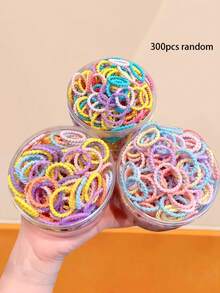 500个/套糖果色发圈，包含粉色、蓝色、黄色、紫色等多种鲜艳色彩，适合女孩和女士使用。用途广泛，可用于发型设计、DIY手工制作（如编织手链和项链），也适合日常收纳整理，数量充足，满足各种需求。 （关键词：发圈、橡皮筋、发绳、弹力发圈、发带、美发家居饰品） - 彩色 - 查看 11