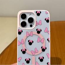 Disney.‌ Minnie Mouse Mickey Mouse Patterned Phone Case Designed With Pink Bows And Black Ears. Compatible With IPhone 17, 16, 15, 14, 13, 12, And 11 Pro Models. Made Of TPU With Shockproof Protection. A Perfect Gift For Family, Friends, Birthdays, Spring Festival, Holidays, Boyfriends, Girlfriends, And Valentine's Day. - 粉色 - 查看 4