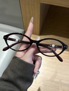 1 副女士时尚椭圆形眼镜 - 复古设计，铆钉装饰，完美契合学术风格和清晰视野！ - 彩色 - 查看 22