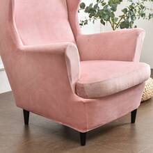Wing Chair Slipcover, 2-Piece Chair Covers With Simple Style Stretch Wing Chair Cushion Chair Cover Slipcovers Tiger Stool Plush Chair Cover For Home, Bedroom, Living Room And Dining Room - Hồng - Xem 8