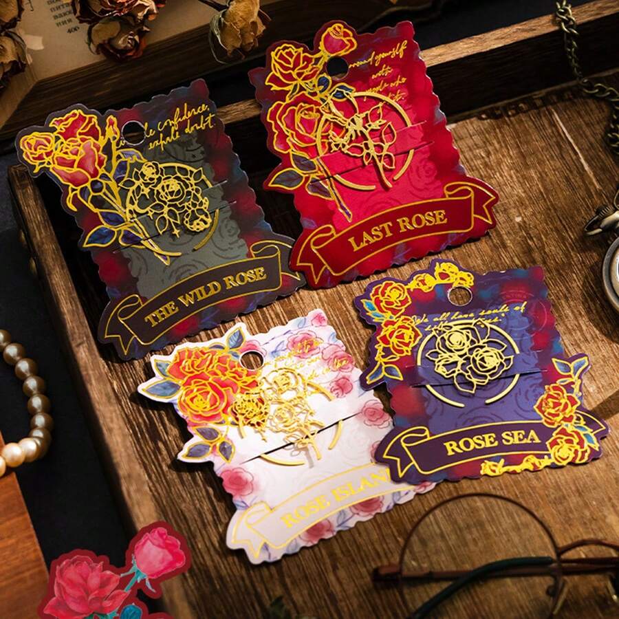 Elegant Rose Metal Bookmark With Hollow Design - Perfect For Book Lovers, Students & Teachers - Ideal For Home Office Or Classroom Reading Essentials - Multicolor - View 1