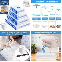 11 Piezas Bolsas de Almacenamiento de Vaco con Bomba Elctrica, Bolsas al Vacio ropa Viaje Almacenamiento Reutilizable, Bolsas para Guardar Cobijas y Edredones Gran Capacidad para Almacenar Ropa - 11 piezas - Ver 11