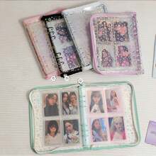 Kpop Photocard Binder With 6 Stickers Sheet & 50 Shinning Protective Card Sleeves Kpop Photocard Holder Book, A5 Binder Photocard Album 25 Inner Pages With 200 Pockets 6 Ring (Pink) - Multicolor - View 6