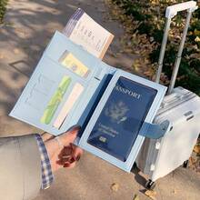 Rhombus Pattern Passport Cover, Travel Passport Holder, Matte Transparent Card Case Passport Protector Organizer