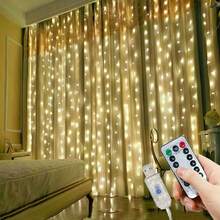 6m/3 metros/2m/1m Luces de cadena LED para cortinas de ventana, alimentadas por USB, luces de ambiente para bodas, Día de San Valentín, dormitorio, sala de estar, decoración de pared, cumpleaños, fiesta (control remoto no incluido) - Luz de cortina USB - Ver 14