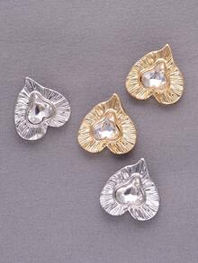 10pcs/Set Vintage Asymmetrical Textured Crystal Glass Metal Heart Shaped Buttons, Elegant For Coats, Sweaters, Uniforms, Suits, DIY Shoes, Hats, Bags, Jewelry Accessories - Multicolor - View 9