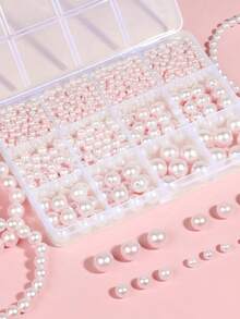 200/1200 Pcs Pearl Beads For Jewelry Making, 5 Size Round Pearls For Bracelets Making Kit Small Pearl Filler Beads With Hole For DIY Craft Necklace Earrings - Pearl Set - View 3