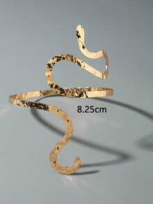 imoli 1件时尚欧美夸张蛇、叶、花、不对称几何臂环手镯，珠宝礼品，适合海滩和度假佩戴 - 彩色 - 查看 4