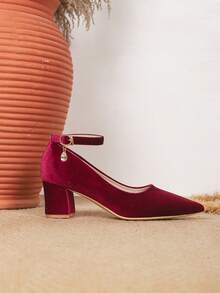 Spring New Fashion Valentine's Day Women's Pointed Toe Burgundy Minimalist High Heel Pumps, Casual & Comfortable