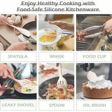 44-teiliges Silikon-Non-Stick-Kochgeschirr-Küchenutensilien-Easy-to-Clean-Hochtemperaturbeständiges Küchenessentials-Set mit Edelstahl, geeignet für Non-Stick-Kochgeschirr, geeignet für Geschirrspüler (schwarz) - 44 Stück - Übersicht 7