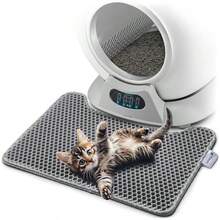 Tapete de arena para gatos de 19.7 x 15.7 pulgadas tapete de atrapamiento de arena pequeña de doble capa impermeable y a prueba de orina antideslizante fácil de limpiar atrapa litros protege - Alfombra gris para gatos - Ver 1