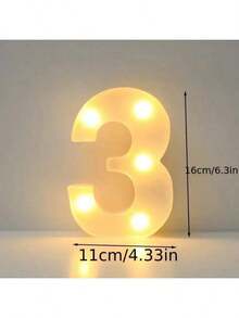 6.3IN Decorative Led Light Up Number Letters, White Plastic Marquee Number Lights Sign Party Wedding Decor Battery Operated Number - Multicolor - View 12