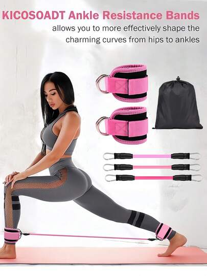 1 Set/5pcs Ankle Resistance Bands, 6 Color Options Ankle Weights, Butt And Lower Body Workout Equipment, Pilates Ankle Cuffs, Women Exercise Set, Resistance Bands For Workout, Booty Bands, Adjustable Soft Padded Ankle Cuffs, Suitable For Glute, Leg Exercises, Kickboxing, Leg Strength Training, Sports Ankle Strap, Dumbbell