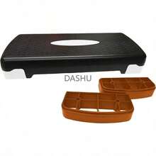 BANCO STEP DE AEROBICS EN PLASTICO PVC REFORZADO, PLATAFORMA AJUSTABLE 2 ALTURAS NEGRO/BLANCO/DORADO - por defecto - Ver 1