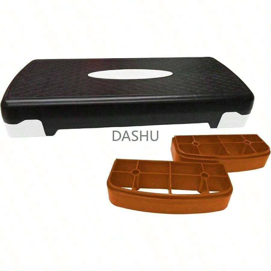 BANCO STEP DE AEROBICS EN PLASTICO PVC REFORZADO, PLATAFORMA AJUSTABLE 2 ALTURAS NEGRO/BLANCO/DORADO - por defecto - Ver 1