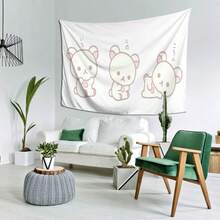 1 Inspirational Korilakkuma Tapestry | Peach Skin Velvet Wall Hanging, Soft Material, High-Quality Print, Ideal For Bedroom, Dorm, Home, And Office Decor, Party Background, Outdoor Decor - Light Pink Bear - 彩色 - 查看 2