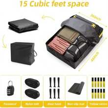 KIOVINO Bolsa de Techo de Coche, PVC, 15 Pies Cbicos Caja de Equipaje Plegable Impermeable con Tapete Antideslizante, Diseo de Tira Reflectante - como se muestra en la figura - Ver 5