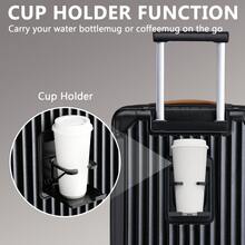 Joyway 5 Piece Luggage Set With Cup Holder, Expandable 25% Capacity, Includes Handbag, Anti Slip Wheels, Hook, Smart Carry On Suitcase For Men And Women Lock YKK Zippers Perfect For Business Trips, Back To School Season, Vacations Or Weekend Getaways - màu đen - Xem 4