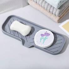 1pc Silicone Drain Pad Multifunctional Splash Proof Silicone Pads Sink Water Collection Pad Household Anti Slip Countertop Pads Self Draining Kitchen Bathroom Sink Tray Soap Dish Sponge Drainage Pad - Multicolor - View 3