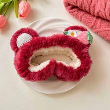 Stylish Plush Bear Ear Car Rearview Mirror Cover - Soft, Fluffy, And Fashionable Women's Car Interior Accessories, Home Mirror Protector, Mirror Decorative Cover. - 玫紅色 - 查看 2
