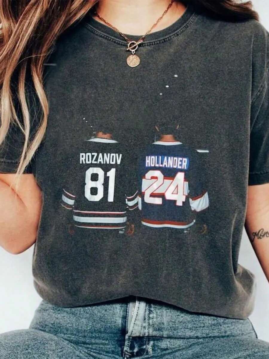 Vintage Hollander Rozanov Hockey  Shirt, Ilya Rozanov Heated Rivalry Tee, Queer Hockey Fan Gift - 黑色 - 查看 1