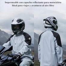 Impermeable Reflectante para Motocicleta con Capucha,Impermeable para Motocicleta y Bicicleta con Cubrezapatos,Capucha y Bolsa de Almacenamiento,Equipo para Exteriores para Das Lluviosos - xl+gris - Ver 5