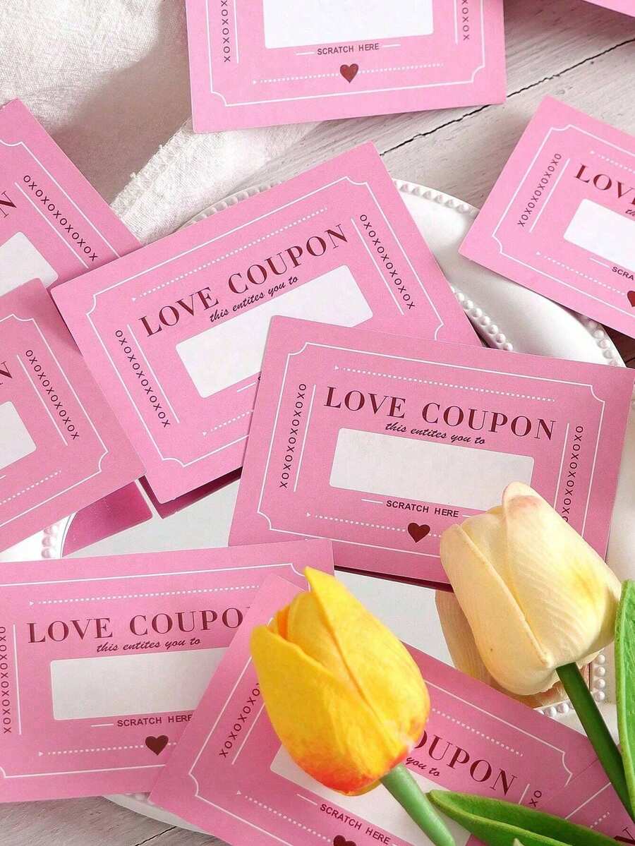 20pcs Scratch Card Coupon, DIY Valentine's Day Love Voucher, Creative Boyfriend Girlfriend Birthday Gift, Couple Anniversary Gift, Mother's Day Card, Best Surprise Gift Choice - Multicolor - View 1