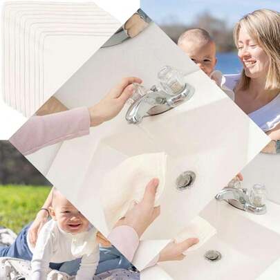 Reusable Organic Cotton Wet Towels for Baby - Natural, Washable Without Bleaching or Dyeing, Safe and Toxic-Free