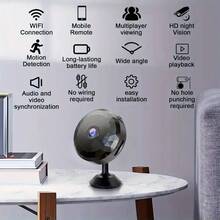 1 pieza Cámara inteligente inalámbrica mini Full HD 1080P, adecuada para conexión WiFi de 2.4G. Se puede ver de forma remota a través de la aplicación móvil, con batería de litio recargable incorporada, dispositivo portátil de monitoreo de doméstica alimentado por USB. Este diseño de cámara inalámbrica moderna equilibra la durabilidad y la facilidad de uso, una opción ideal para el sistema de del hogar. - Negro - Ver 3