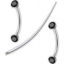 F136 Titanium 16g 6/8/10mm Eyebrow/Rook/Snug/Vertical - Labret/VCH/Snake - Eyes/Anti - Tragus/Christina/Daith/Belly - Button/Bridge/Hood/Surface Curved Barbell Piercing Jewelry Women Men - 10 毫米(3/8 吋)+ 黑色 - 查看 1