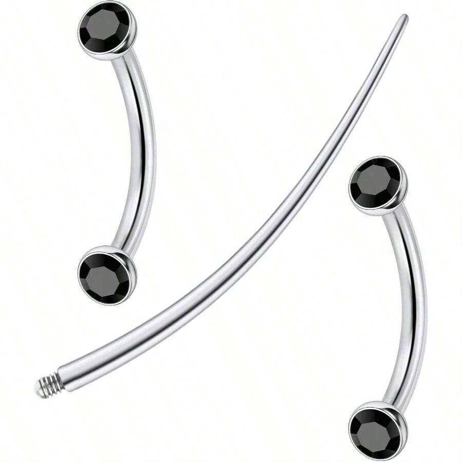 F136 Titanium 16g 6/8/10mm Eyebrow/Rook/Snug/Vertical - Labret/VCH/Snake - Eyes/Anti - Tragus/Christina/Daith/Belly - Button/Bridge/Hood/Surface Curved Barbell Piercing Jewelry Women Men - 10 毫米(3/8 吋)+ 黑色 - 查看 1