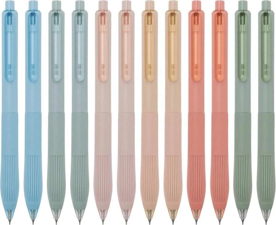 Linbsunne Gel Pens Black Ink Pens For Office 0.5mm Fine Point Pens Smooth Writing Retractable Work Pen (Macaron 12 Pcs) - ColorC - 查看 1