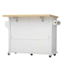 Mobile Kitchen Island On Casters With Extendable Dining Table, Kitchen Cart With Multifunctional Drawers, Ideal For The Kitchen And Dining Room (Black) - White - View 9