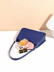 Bolsa Baguete Simples de Debaixo do Braço para Meninas, Salto Alto Versátil e Prático com Desenho de Fivela e Bico Fino para Uso Diário de Meninas - Azul - Visão 6