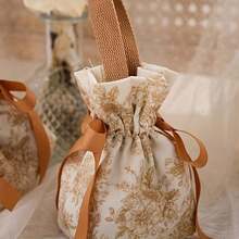10pcs Elegant Canvas Drawstring Pouches For Jewelry & Gifts - Red & Champagne, Perfect For Rings, Earrings, Bracelets, Necklaces, Candy - Ideal For Party Favors, Wedding Souvenirs Summer Birthday Beach Back To School School Supplies Room Decor Home Decor Christmas Decorations Christmas - 彩色 - 查看 2