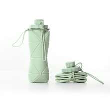 Silicone Collapsible Water Bottle - Large Capacity Portable Sports Flask For Outdoor Travel, Heat-Resistant Creative Foldable Cup - 淺藍色 - 查看 5