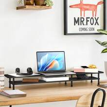 Soporte para dos monitores, soporte para ordenador, soporte para TV, soporte para escritorio, soporte para monitor con puertos de carga y USB, bancos de trabajo - Estilo 2 - Ver 6