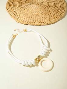 imoli 1pc Unique Knotted Design Polyester Clavicle Chain Necklace For Women, Suitable For Daily Wear, A Great Gift For Friends - 31192-nek-white-eP - View 11