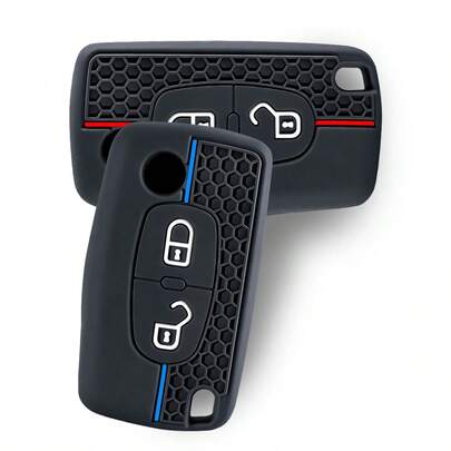 Etui na kluczyk samochodowy z silikonu premium do Citroena C2 C3 C4 C5 C6 XSary Berlingo, Peugeota 207 307 308 407 607 807 – wstrząsoodporne, pyłoszczelne, odporne na zarysowania, z pełną ochroną, miękkie i trwałe, idealnie dopasowane do kluczyka samochodowego.