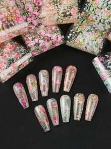 10 cuộn/hộp giấy dán móng tay họa tiết hoa hồng, giấy dán móng tay họa tiết hoa và bầu trời sao, decal trang trí móng tay không dính dành cho móng tay mùa hè và đám cưới. - Nhiều màu - Xem 8