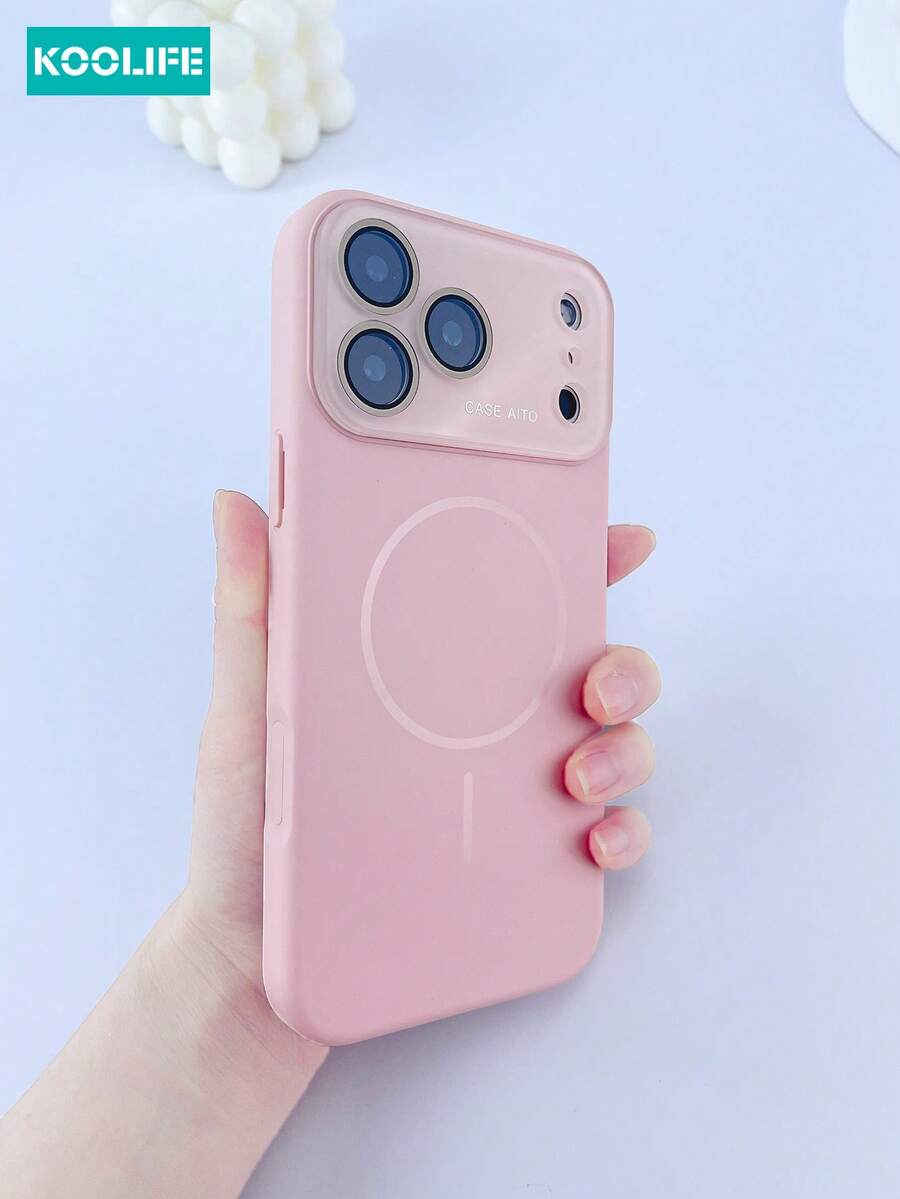 1个液态硅胶镜头保护大视窗手机壳，带纤薄磁环，纯色简约TPU软壳，内置镜头膜和凸起镜头保护，防震，兼容 17/17 Pro/17 Pro Max - 粉色 - 查看 1