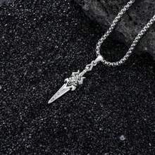 Collar espada gótica hombre plata diseño toro esqueleto serpiente colgante espada vikinga cruz amuleto - Cráneo C-Toro - Ver 6