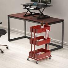 Simple Houseware - Carrito de Metal Resistente de 3 Niveles Color Rojo - Rojo - Ver 3