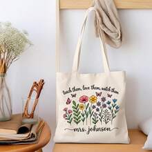 NAZENTI Custom Teacher Tote Bag, Personalized Teacher Appreciation Gifts Canvas Tote Bag, Teachers Women - 設計 6 - 查看 11
