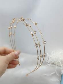 Girls' Cute Alloy Starry Sky Hair Hoop, Bangs Hair Clip, Multi-Layer Metal Star & Moon Headband, Minimalist & Versatile - Multicolor - View 7